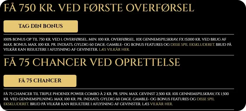Royal Casino bonus 100 procent op til 750 kr og 75 Chancer